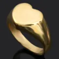 Elegante anillo con sello de corazón dorado para hombre mujer, joyería vintage maciza. - Talla 8 / Dorado