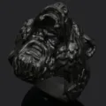 Anillo de lobo vikingo gótico vintage para hombre de acero inoxidable estilo motero. - Talla 8 / Negro