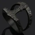 Anillo Martillo de Thor Vikingo Hombre Runas Vintage Acero Inoxidable Gótico Joya - Talla 8 / Negro