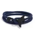 Blue Woven Rope Bracelet with Black Whale Tail Clasp Ocean Style Couple Bracelet SKU - Dark Blue