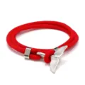 Red Milan cord braided bracelet with silver whale tail charm, chic ocean style jewelry. - Red & Silver