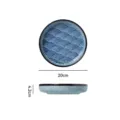Assiette creuse en céramique vintage japonaise motif vague bleue 20cm pour steak vaisselle - Vague de mer