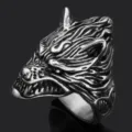 Anillo Lobo Vikingo Hombre Acero Titanio Gótico Joyería Nórdica Vintage Biker Banda Dedo - Talla 8 / Color acero