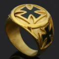 Anillo Hombre Vintage Oro Acero Titanio Gótico Cruz Negra Joya Motera Variante Modelo - Talla 8 / Dorado