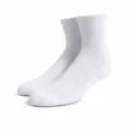 Thickened cotton sports socks, white mid-calf athletic socks with loop cushion for running. - Unisex One Size 37-46 / Terry Bottom Mid Tube / White