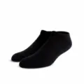 Black athletic ankle socks, thick cotton loop cushion sports socks for men and women. - Unisex One Size 37-46 / Terry Bottom Boat Socks / Black