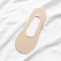 Women summer thin ice silk mesh no show boat socks beige breathable invisible anti slip - One Size / Nude