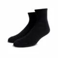 Black cotton terry thickened mid-calf sports socks for men and women running basketball. - Unisex One Size 37-46 / Terry Bottom Mid Tube / Black