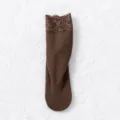 Gemütliche braune Damen Thermostrümpfe mit zarten Spitzenbündchen, dickem Vliesfutter. - Einheitsgröße / Khaki