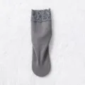 Thermal cationic lace long socks for women, thick fleece lined winter warm cozy hosiery. - One Size / Light Gray