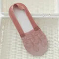 Women pink lace invisible boat socks summer thin breathable anti slip low cut socks - One Size / Orange