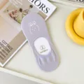 Purple low-cut invisible boat socks with cute white rabbit print for women variant - One Size / Purple