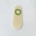 Beige low-cut invisible boat socks for women, breathable cotton summer socks with green ring. - One Size 35-42 (Unisex) / Yellow - Green Cuff