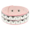 Pulsera punk de cuero rosa doble fila remaches cuadrados de metal brazalete gotico joyas - Rosa, 2 filas