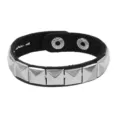 Brazalete de cuero negro con tachuelas piramidales estilo punk gótico para hombre - Negro, 1 fila
