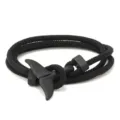 Pulsera de cuerda negra variante con cierre único en forma de cola de ballena estilo. - Negro y Cola de Ballena Negra