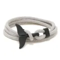 Minimalistisches graues geflochtenes Armband mit schwarzem Walfischschwanz, Ozeanstil. - Grau Mit Schwarzem Walschwanz
