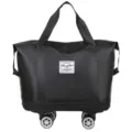 Schwarze, grosse Reisetasche mit Universalrädern und erweiterbarem Design für Sport und Fitness. - Schwarz