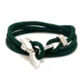 Gruenes geflochtenes Seil Armband mit silberner Walfischflosse mariner Stil Schmuck - Dunkelgrün und Silberner Walschwanz