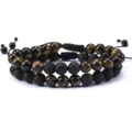 Pulsera de pareja trenzada de ojo de tigre natural y piedra de lava ajustable principal - Estilo 3