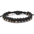 Pulsera trenzada de cuentas hecha a mano con abalorio de corona piedra natural ajustable - Estilo 6