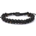 Pulsera trenzada ajustable hecha a mano de ojo de tigre natural y roca volcánica elegante - Estilo 5