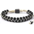 Pulsera trenzada hecha a mano con cuentas negras dobles y cordón ajustable con corona. - Estilo 9