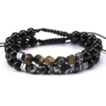 Hermosa Pulsera Ajustable Trenzada Hecha a Mano de Piedra Ojo de Tigre Natural Joyería - Estilo 10