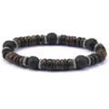 Pulsera de cuentas de madera natural y piedra de lava para hombres mujeres joyería - Estilo 14