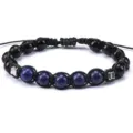 Pulsera de piedras trenzadas hecha a mano con cuentas azules y negras cordón ajustable. - Estilo 15
