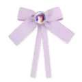 Elegante lazo morado para el cabello con detalle de gato con diamantes, perfecto para niños. - Tamaño del patrón - 20 mm / Violeta Claro