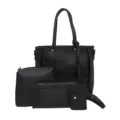 Zwarte 4-delige dames handtas set, PU lederen shopper schoudertas portemonnee variant. - Zwart