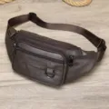 Borsa da petto marrone in pelle da uomo marsupio casual borsa a tracolla per uso quotidiano - 9044 Caffè