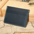 Vintage Crazy Horse Leer Kaarthouder Donkerblauw Minimalistisch Slanke Portemonnee - Blauw