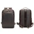 Zaino vintage in vera pelle crazy horse da uomo, grande capacità borsa da viaggio pelle. - 5009 Caffè (rete sul retro)