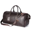 Sac de voyage fourre-tout en cuir véritable pour homme sac de sport avec chaussures - Café foulonné naturel