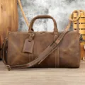 Borsa da viaggio vintage in vera pelle da uomo borsa grande capacità weekend con tracolla e spallaccio - 50cm / Caffè Crazy Horse