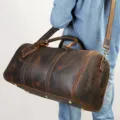 Borsa da viaggio in vera pelle da uomo, borsone da palestra vintage marrone tracolla capiente. - 50cm / Cuoio Crazy Horse caffè scuro