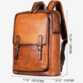 Zaino vintage in vera pelle da uomo, borsa in pelle bovina artigianale per viaggio. - 2247 Marrone vintage