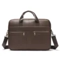 Sac d'affaires en cuir marron pour homme grande capacite sacoche bandouliere elegante - Café