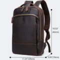 Zaino vintage in vera pelle crazy horse per uomo, grande borsa zaino in vera pelle. - 5009 Caffè