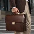 Cartella da lavoro marrone in vera pelle da uomo con serratura, borsa professionale. - Caffè