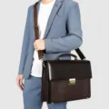 Herren echtes leder geschäft aktentasche vintage krokodil muster schulter handtasche büro - 5146 Dunkelkaffeebraun geprägt