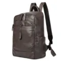 Zaino casual da uomo in pelle marrone scuro per lavoro e laptop, zainetto da viaggio. - Pelle martellata naturale caffè