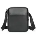 Borsa a tracolla da uomo in vera pelle, marsupio verticale nero per smartphone quotidiano. - 6214 / Nero