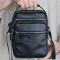 Borsa a Tracolla Uomo in Pelle Nera Tasche Multiple Borsello Messenger Elegante - 6190 / Nero Migliorato