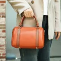 Borsa a mano da donna in vera pelle borsa a tracolla boston cuscino elegante per uso quotidiano. - Arancione