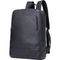 Zaino da lavoro in pelle per uomo per computer portatile da 15,6 pollici nero casual. - 8110 Versione aggiornata traspirante