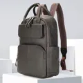 Zaino in vera pelle marrone scuro, zainetto da viaggio capiente e resistente per uso quotidiano. - 816 caffè