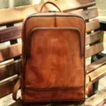 Zaino vintage in vera pelle marrone da uomo, borsa porta pc da 15,6 pollici elegante. - 2248 Marrone caffè